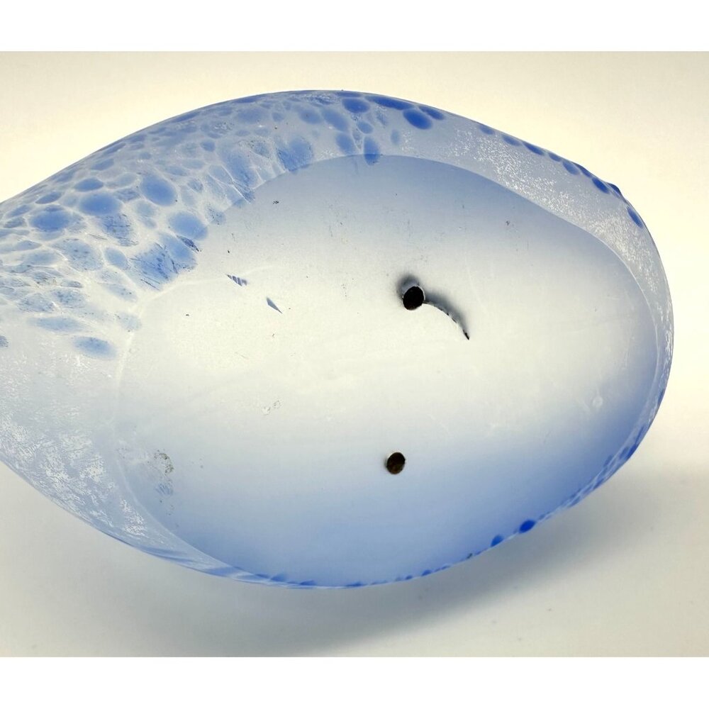 Blue Whale Art Glass Frosted Speckle Figurine Handmade Sea Beach Nautical Statue - Picture 8 of 10